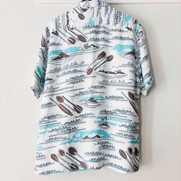 Kahala Aloha Hawaiian Button Front Printed Shirt Volcano Boat Men’s Large - Picture 4 of 7